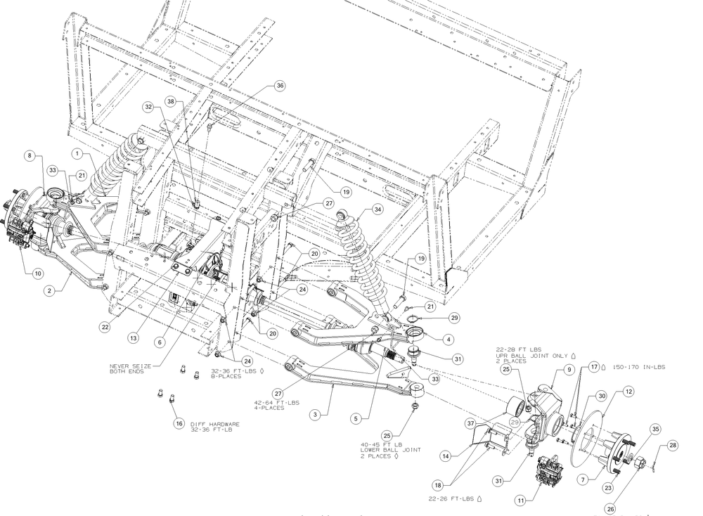 Axle-Front Diagram and Parts List for WTCAB747EFI (37AM48FM010)(2016) Cub Cadet Lawn Tractor Accessories